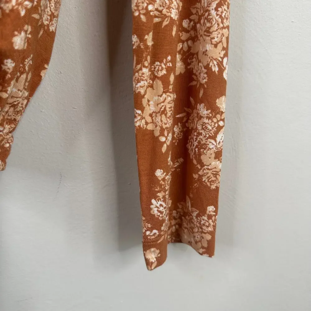 Free People Orange & White Spring Combo Turnt Bodysuit